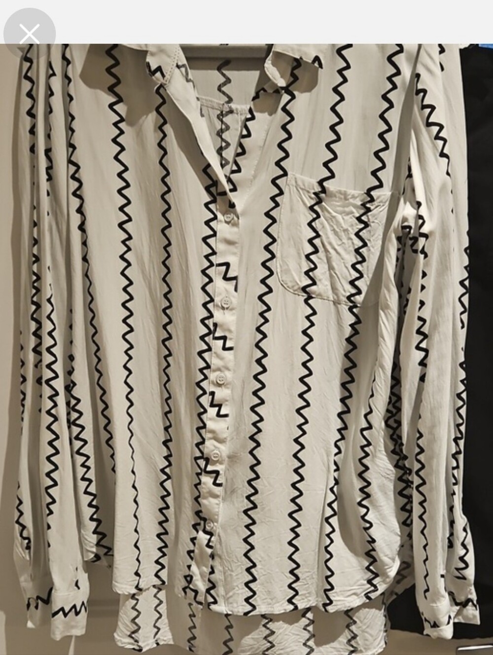Max Jeans White Blouse with Black Zigzag Print
